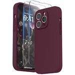 SURPHY Silicone Case Compatible with iPhone 14 Pro Case 6.1 inch (2022), with Camera Protection Liquid Silicone Soft Gel Rubber Phone Case Cover with Microfiber Lining (Plum)