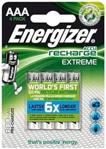 Energizer Rechargeable Batteries AAA, Recharge Extreme, Pack of 4