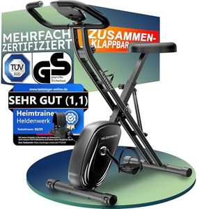 HELDENWERK Vélo d'appartement pliable neuf 2025 - Silencieux et confortable [Selle FlexiFoam Confortable] Supporte jusqu'à 150 kg - Vélo d'appartement - Vélo d'appartement certifié TÜV GS