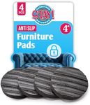 Stay! Anti Slip Furniture Pads - Round Furniture Stoppers to Prevent Sliding for Hardwood Floors and Carpets - Non Skid Chair and Couch Slide Stopper - Floor Protector Gripper Feet, Set of 4 (4 Inch)