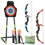 Goplus 2 Pack Bow and Arrow Set for Kids, LED Light Up Archery Set with 20 Suction Cup Arrows, 2 Quivers, Detachable Standing Target, Indoor Outdoor Toys Birthday Gift for Boys Girls Age 3-8, 8-12