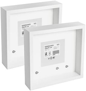 Ikea SANNAHED 004.591.16 Lot de 2 cadres photo carrés profonds Blanc 25 x 25 cm (13 x 13 cm avec passe-partout)