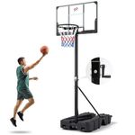GYMAX Foldable Basketball Hoop, 7.54-10ft Adjustable Portable Basketball Goal with Extra Thick Fillable Base, Shatterproof PC Backboard, Indoor & Outdoor for Driveway, Backyard, Court, Adults