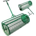 Landzie Lawn & Garden Spreaders - 44 Inch Heavy Duty Metal Mesh Basket Push/Tow Spreader - Compost, Peat Moss, Top Soil, Mulch - Durable Lightweight Multi-Purpose Yard Care Equipment - Manure Spreader