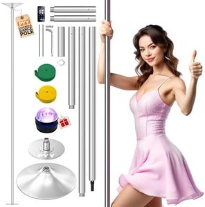 PYY Dance Pole - 88"-132" Ceilings Adjustable & Portable Stripe Pole for Home Gym Studio Pub, 45mm Chrome Finish, Spinning & Static Modes, No Drilling Required, w/Remote LED Stage Lights, Silver