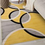 Rugshop Contemporary Abstract Circles Area Rug 3'3" x 5' Yellow