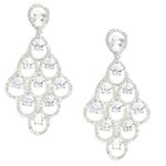 Zeneme Rhodium Plated Silver Toned American Diamond Studded Contemporary Drop Earrings Jewellery (White) For womens