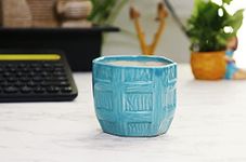 Leafy Tales Barrel Pot Ceramic, Aqua, 1pc (Barrel Aqua)