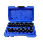 NORTOOLS High Bolt Nut Extractor Set 13 PCS Impact Drive Socket for The Removal of Locking Wheel Nuts for Removing Broken Damaged or Rusted Nuts Bolt Screws Heads and Studs 1/4 inch-19 mm (3/4 inch)