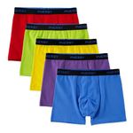 INNERSY Boxers for Boys with Fly Cotton Pants Underwear Sports Trunks Boxer Briefs Multipack 5 (12-14 Years, Neon Rainbow)