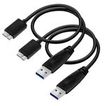 Storite 2PACK 45CM High Speed USB 3.0 Cable A to Micro B for External & Desktop Hard Drives - Black