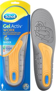 Scholl GelActiv Work Insoles for Men – Shock Absorption, UK 7-12, 1 Pair