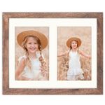 ORIVAN 8x10 Picture Frame Brown Display 4x6 Double Photos Horizontal and Vertical Formats