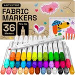 ARTISTRO 12 Fabric Markers - Fabric Markers Permanent for Clothes - No Bleed Fabric Pens for T-Shirts, Bags, Textile, Canvas (Fine Tip, 36)