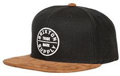 BRIXTON Oath III Medium Profile Adjustable Snapback Hat, Black/Copper, One Size