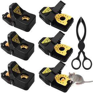 Sitayakuma Piège Souris Professionnel Réutilisable, Lot de 6 Mouse Catcher Impact Mouse Catcher Très Sensible avec Boîte à Appât, Efficace pour Cuisines, Jardins, Débarras, Caves
