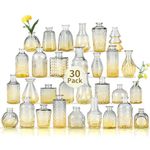 Vintage Glass Bud Vases Set of 30 - Small Centerpieces for Rustic Wedding Decor and Home Décor - Bulk Pack Vases for Flowers,Gifts for Girl's Birthday Party,Anniversary,Mother's Day(Blue Yellow)