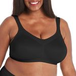 Playtex Women's 18 Hour Wireless Seamless Full-Coverage T-Shirt Bra with Smoothing Support, Us4159, Opaque, Real Black, 38B