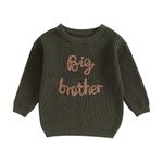 Filgriox Big Sister Little Sister Matching Outfits Toddler Baby Girl Boy Knit Sweater Letter Embroidered Sweater Clothes, Big Brother Army Green, 18-24 Months