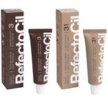 RefectoCil Eyebrow and Eyelash Tint 2-Pack – Professional Hair Tint for Long-Lasting Color – Natural Brown (#3) + Light Brown (#3.1)