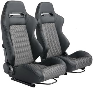 Universal 2 Pieces Racing Seats With Dual Lock Sliders, Bucket Seats Black PVC Leather For Driver And Passenger Side(Not Including Seat Bracket)