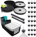 Esatto Home Bar Supply Bar Equipment and Supplies 1 Black Bar Caddy Organizer 1 Glass Salt Margarita Rimmer 2 Muddler for Cocktails Drink Preparation 24 Bottle Pourers Liquor Pourer 24 Pourer Cover