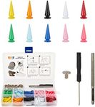 Bright Creations 60 Piece Set Colorful Spikes and Studs for Crafts and Clothing with Tools and Grid Storage Box (10x26mm, 10 Colors)