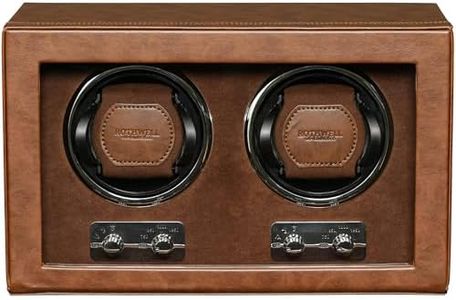 ROTHWELL Double Watch Winder for Automatic Watches with Quiet Motor with Multiple Speeds and Rotation Settings (Tan/Brown)