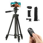 Polarduck Phone Tripod Stand Camera Mount:106cm 42 inch Lightweight Travel Tripod for Phone with Remote Compatible with iPhone & Android Phone | Black