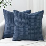 Topfinel Set of 2 Decorative Dustyblue Throw Pillow Covers 12x12 Inch, Soft Corduroy Pillow Covers Windmill Textured Striped Patchwork Cushion Cases for Couch Sofa Bed Cute Aesthetic Home Decor