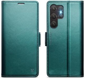 Tenifly for Samsung Galaxy S24 Ultra Case Wallet with RFID Blocking Card Holder, PU Leather Kickstand Protective Flip Phone Cover Fit for Galaxy S24 Ultra 6.8", Bluish Green