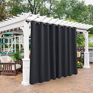 BONZER Waterproof Outdoor Curtains for Patio Cabana Deck Sunroom - Thermal Insulated Sunlight Blocking Grommet Blackout Curtains for Bedroom Living Room,1 Panel, 120W x 108L inch, Dark Grey