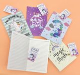 LE DELITE return gift party supplies kids stationary items bulk price ( pack of 6 ) Unicorn/Mermaid/Space/Panda/Pig/Dinosaur/Superhero printed cartoon diary (big size a5) with bookmark (Unicorn)