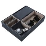 NovelBee Valet Tray Organizer for Men Women,Tray Display Showcase Nightstand Organizer Box for Keys Phone Wallet Coins Watches Jewelry,5 Compartments Car Office Home Desk Table Dresser