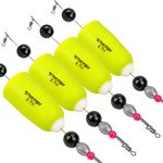 THKFISH Fishing Bobbers Fishing Floats Weighted Bobbers for Fishing Popping Cork Float Rig Rattle Popping Cork Weighted Popping Floats Saltwater Fishing Tackle 2-7-YELLOW-4PCS