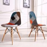 My Art Design - Set of 2 Multicolor Modern Upholstered Style Side Fabric Cafe Chair Home Chair Hotel Chair Living Room Dining Study Bedroom Accent Chair Patchwork Multi-Pattern Natural Wood Leg