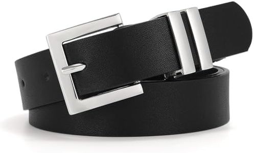 JASGOOD Ceinture en cuir pour femme, pour jeans, pantalons, robes, ceinture tendance pour femme, boucle dorée/argentée, D-noir/boucle argentée, 2XL:Fit Waist Size 46"-49"