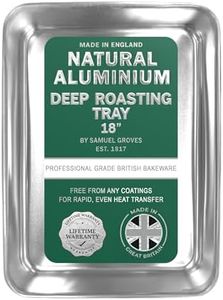Samuel Groves 18" Professional Aluminium Deep Roasting Tray– Made in England - 47 x 36 x 7cm – Aluminium Bakeware, Non-Toxic Natural Uncoated Roasting Tin – Bakewell Pan (Deep Roasting Tray, 18")