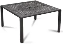 MFSTUDIO Cast Aluminum 53" Square Patio Dining Table with Retro Design Pattern, Outdoor Table for 8 with Umbrella Hole, Dark Brown