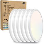 6 Packs 12 inch Dimmable Flush Mount Ceiling Light Fixture, Hepside 28W 3200LM LED Ceiling Light, 3000/4500/6000K Super Bright Ceiling Lamp for Bedroom, Kitchen, Bathroom, Living Room, Hallway(White)