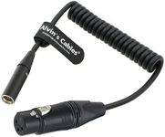 Alvin's Cables Mini XLR 3 Pin Male to XLR 3 Pin Female Coiled Audio Cable for Blackmagic Pocket Cinema Camera BMPCC 4K/6K, Video Assist 4K, Sharp 8K Cam