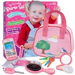 Purse Toys for 3-4 Year Old Girls, Toddler Play Purse for Kids Ages 3-5 4-5 6-8 with Keys, Smartphone, Pretend Makeup Dress Up Toy Purse for Toddlers Age 3 4 5 6 - Birthday Gift for Toddler Girls