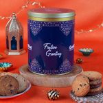 Cookieman Festive Greetings Diwali Cookies Gift Tin - 600g | Diwali Cookies Gift Pack Contains Choco Chip, Double Choco Chip, Butter Cashew, Mocha and Black Currant Cookies