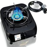 Horynar Single Burner Propane Stove with Propane Adapter Hose 13000 BTU Single Propane Burner Smart Switch Protection for Children.Propane Burner Unique Body Integrated Design