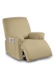 Cortina Super Stretch Printed Recliner Cover Recliner Couch Covers Recliner Chair Cover Form Fitted Non Slip Reclining Slipcovers for Standard Large Recliner, Soft Thick, Beige