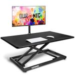 Duronic DM05D10 Standing Sitting Computer Workstation | 80 x 51 cm Desk | Height Adjustable from 5.5 to 42 cm | Ultra Slim Ergonomic Space for Keyboard Mouse | Steel Construction