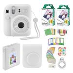 Fujifilm Instax Mini 12 Instant Camera with Case, 40 Fujilm Prints, Decoration Stickers, Frames, Photo Album and More Accessories (Clay White)