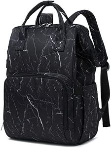 Marble Women Laptop Backpack, Xunteny College School Backpack Bookbag 15.6 Inch Computer Backpacks for Work Business Travel(Black)