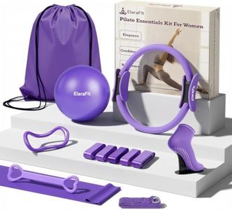 ElaraFit Home Pilates Ring and Ball Set for Women with 5 Resistance Bands 13 inch Magic Circle Workout Essentials Starter Kit for Beginners, Full Body Toning Shape Your Body with 15 Min Daily Routine