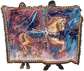 Pure Country Weavers Carousel Horse Merry Go Round Blanket - Gift Tapestry Throw Woven from Cotton - Made in The USA 72x54